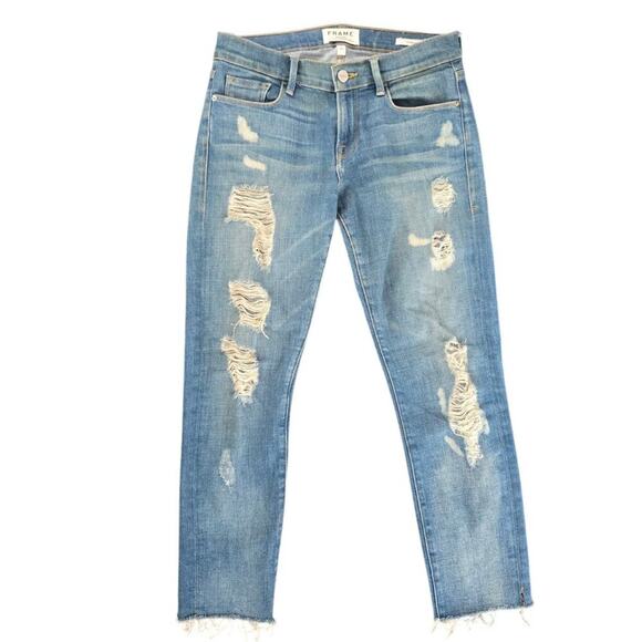 Frame Denim Le Garçon Distressed Jeans Size 24 - Picture 1 of 11